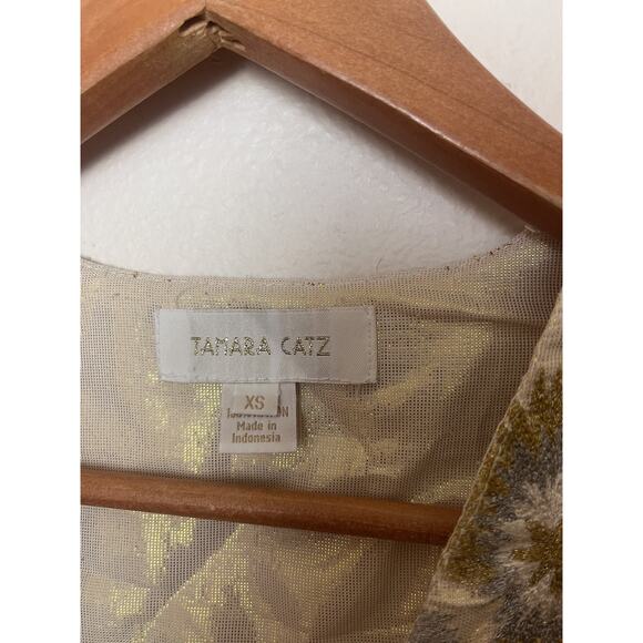 Tamara Catz Embroidered Tunic Top Women’s Sz XS White/Ivory Gold Shimmer - Picture 6 of 7